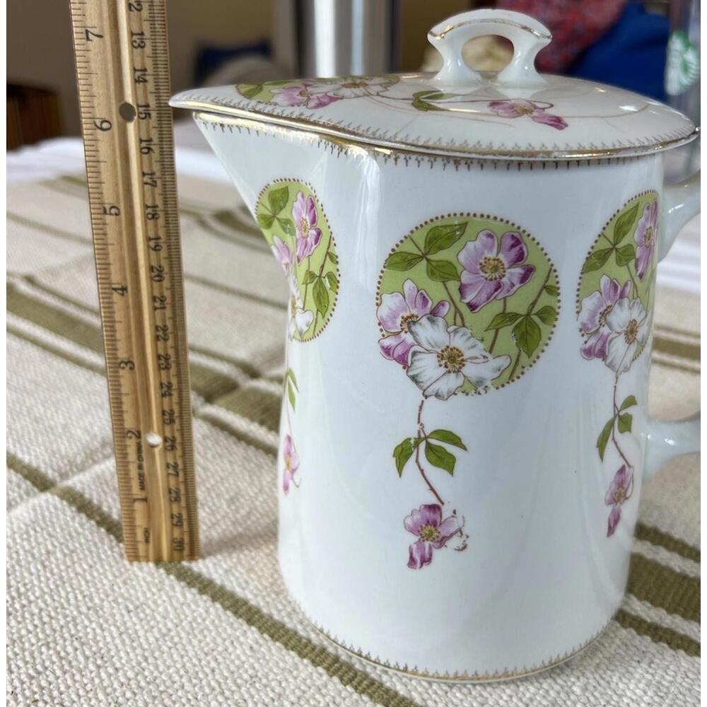 VTG Edwin M. Knowles Semi-vitreous China Chocolate Pot With Lid Made‎ In USA - Picture 4 of 15